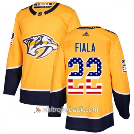 Män Ishockey Nashville Predators Tröja Kevin Fiala 22 Adidas 2017-2018 Guld USA Flag Fashion Authentic